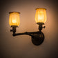 Meyda Lighting Revival 15" 2-Light Craftsman Brown Chelsea Favrile Wall Sconce With Gold & Yellow Iridescent Shade Glass