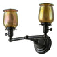 Meyda Lighting Revival 15" 2-Light Craftsman Brown Chelsea Favrile Wall Sconce With Gold & Yellow Iridescent Shade Glass