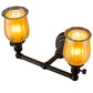 Meyda Lighting Revival 15" 2-Light Craftsman Brown Chelsea Favrile Wall Sconce With Gold & Yellow Iridescent Shade Glass