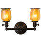 Meyda Lighting Revival 15" 2-Light Craftsman Brown Chelsea Favrile Wall Sconce With Gold & Yellow Iridescent Shade Glass