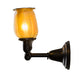 Meyda Lighting Revival 15" 2-Light Craftsman Brown Chelsea Favrile Wall Sconce With Gold & Yellow Iridescent Shade Glass