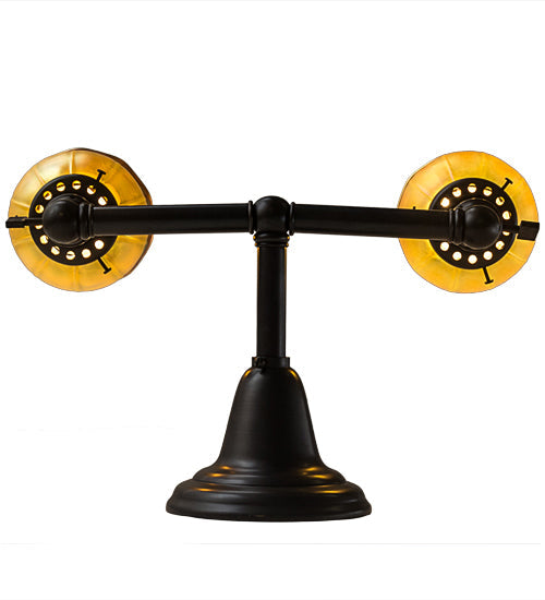 Meyda Lighting Revival 15" 2-Light Craftsman Brown Chelsea Favrile Wall Sconce With Gold & Yellow Iridescent Shade Glass