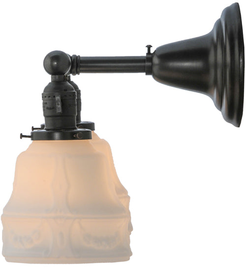 Meyda Lighting Revival 15" 2-Light Craftsman Brown Chelsea Garland Wall Sconce With White Shade Glass