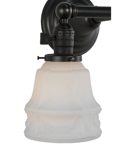 Meyda Lighting Revival 15" 2-Light Craftsman Brown Chelsea Garland Wall Sconce With White Shade Glass