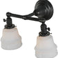 Meyda Lighting Revival 15" 2-Light Craftsman Brown Chelsea Garland Wall Sconce With White Shade Glass