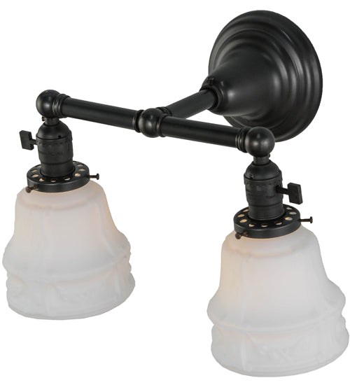Meyda Lighting Revival 15" 2-Light Craftsman Brown Chelsea Garland Wall Sconce With White Shade Glass