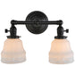 Meyda Lighting Revival 15" 2-Light Craftsman Brown Chelsea Garland Wall Sconce With White Shade Glass