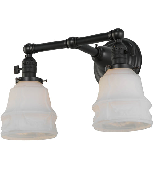 Meyda Lighting Revival 15" 2-Light Craftsman Brown Chelsea Garland Wall Sconce With White Shade Glass