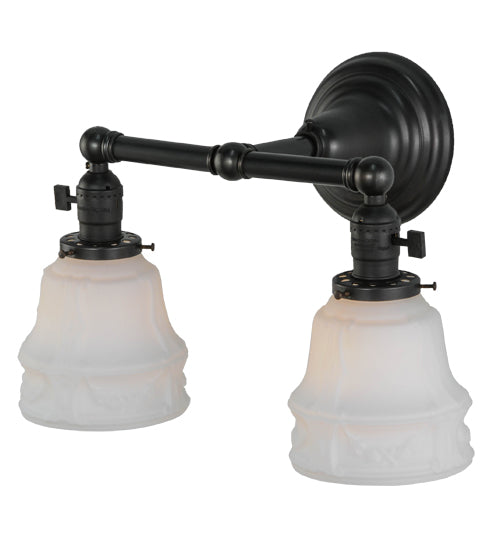 Meyda Lighting Revival 15" 2-Light Craftsman Brown Chelsea Garland Wall Sconce With White Shade Glass