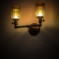 Meyda Lighting Revival 15" 2-Light Mahogany Bronze Chelsea Favrile Wall Sconce With Squash Blossom Shade Glass