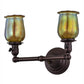 Meyda Lighting Revival 15" 2-Light Mahogany Bronze Chelsea Favrile Wall Sconce With Squash Blossom Shade Glass