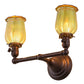 Meyda Lighting Revival 15" 2-Light Mahogany Bronze Chelsea Favrile Wall Sconce With Squash Blossom Shade Glass