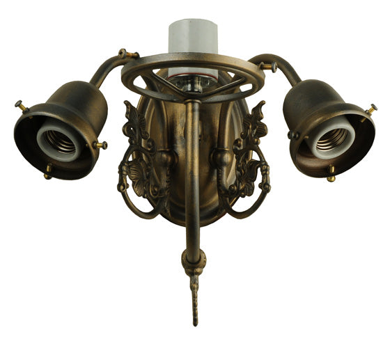Meyda Lighting Revival 15" 3-Light Antique Brass Gas & Electric Wall Sconce With Clear Shade Glass