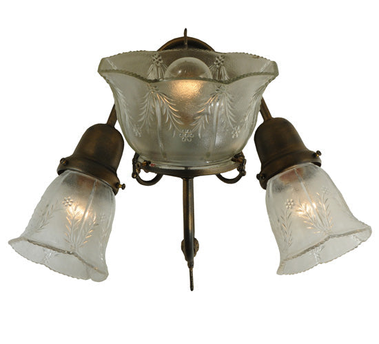 Meyda Lighting Revival 15" 3-Light Antique Brass Gas & Electric Wall Sconce With Clear Shade Glass