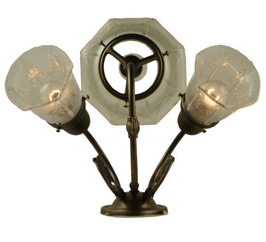 Meyda Lighting Revival 15" 3-Light Antique Brass Gas & Electric Wall Sconce With Clear Shade Glass