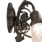 Meyda Lighting Revival 15" 3-Light Antique Pewter Gas & Electric Wall Sconce With Clear Textured Shade Glass