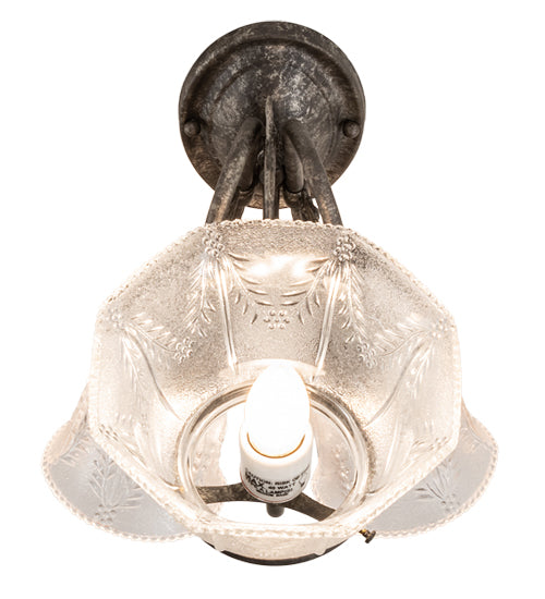 Meyda Lighting Revival 15" 3-Light Antique Pewter Gas & Electric Wall Sconce With Clear Textured Shade Glass