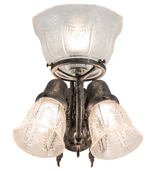 Meyda Lighting Revival 15" 3-Light Antique Pewter Gas & Electric Wall Sconce With Clear Textured Shade Glass