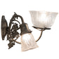 Meyda Lighting Revival 15" 3-Light Antique Pewter Gas & Electric Wall Sconce With Clear Textured Shade Glass