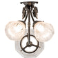 Meyda Lighting Revival 15" 3-Light Antique Pewter Gas & Electric Wall Sconce With Clear Textured Shade Glass