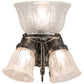 Meyda Lighting Revival 15" 3-Light Antique Pewter Gas & Electric Wall Sconce With Clear Textured Shade Glass