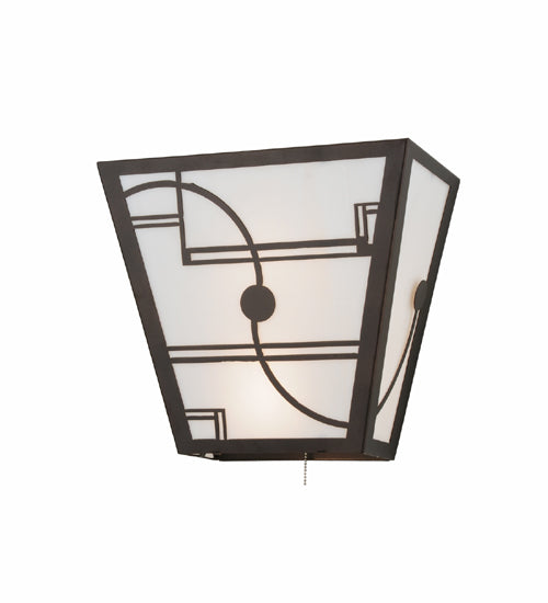 Meyda Lighting Revival 16" 2-Light Mahogany Bronze Deco Wall Sconce With Whitte Shade Glass