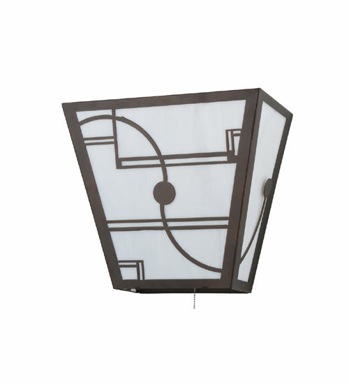 Meyda Lighting Revival 16" 2-Light Mahogany Bronze Deco Wall Sconce With Whitte Shade Glass