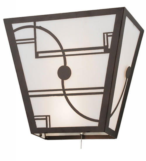 Meyda Lighting Revival 16" 2-Light Mahogany Bronze Deco Wall Sconce With Whitte Shade Glass