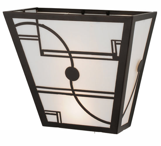 Meyda Lighting Revival 16" 2-Light Mahogany Bronze Deco Wall Sconce With Whitte Shade Glass