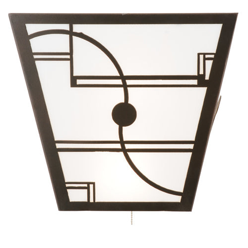 Meyda Lighting Revival 16" 2-Light Mahogany Bronze Deco Wall Sconce With Whitte Shade Glass