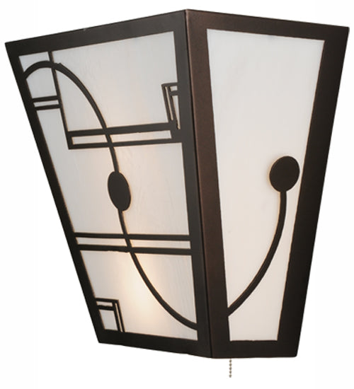 Meyda Lighting Revival 16" 2-Light Mahogany Bronze Deco Wall Sconce With Whitte Shade Glass