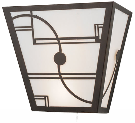 Meyda Lighting Revival 16" 2-Light Mahogany Bronze Deco Wall Sconce With Whitte Shade Glass