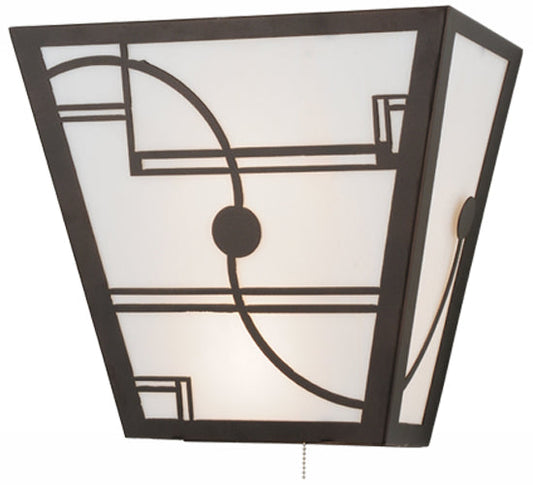 Meyda Lighting Revival 16" 2-Light Mahogany Bronze Deco Wall Sconce With Whitte Shade Glass