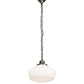 Meyda Lighting Revival 16" Antique Brass Schoolhouse Pendant Light With White Opal Shade Glass