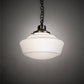 Meyda Lighting Revival 16" Antique Brass Schoolhouse Pendant Light With White Opal Shade Glass