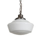 Meyda Lighting Revival 16" Antique Brass Schoolhouse Pendant Light With White Opal Shade Glass