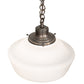 Meyda Lighting Revival 16" Antique Brass Schoolhouse Pendant Light With White Opal Shade Glass