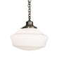 Meyda Lighting Revival 16" Antique Brass Schoolhouse Pendant Light With White Opal Shade Glass