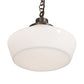 Meyda Lighting Revival 16" Antique Brass Schoolhouse Pendant Light With White Opal Shade Glass