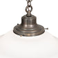 Meyda Lighting Revival 16" Antique Brass Schoolhouse Pendant Light With White Opal Shade Glass