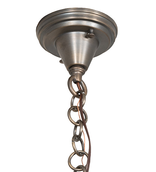 Meyda Lighting Revival 16" Antique Brass Schoolhouse Pendant Light With White Opal Shade Glass