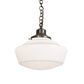 Meyda Lighting Revival 16" Antique Brass Schoolhouse Pendant Light With White Opal Shade Glass