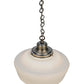 Meyda Lighting Revival 16" Antique Nickel Schoolhouse Pendant Light With White Frosted Traditional Globe Shade Glass