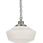 Meyda Lighting Revival 16" Antique Nickel Schoolhouse Pendant Light With White Frosted Traditional Globe Shade Glass