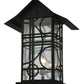 Meyda Lighting Revival 16" Black Deco Outdoor Pier Mount Light With Clear Seeded Shade Glass