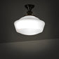 Meyda Lighting Revival 16" Black Patina Schoolhouse Flush Mount Light With White Opal Shade Glass