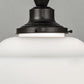 Meyda Lighting Revival 16" Black Patina Schoolhouse Flush Mount Light With White Opal Shade Glass
