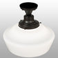 Meyda Lighting Revival 16" Black Patina Schoolhouse Flush Mount Light With White Opal Shade Glass