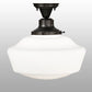 Meyda Lighting Revival 16" Black Patina Schoolhouse Flush Mount Light With White Opal Shade Glass