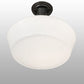 Meyda Lighting Revival 16" Black Patina Schoolhouse Flush Mount Light With White Opal Shade Glass